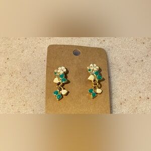 Chic Floral Gold and  Green Earrings